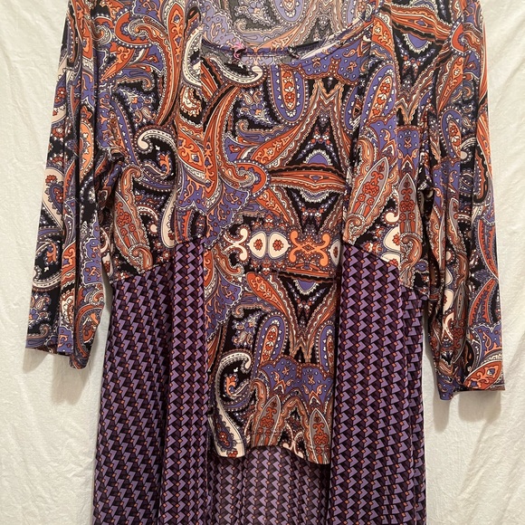 Women’s Peck & Peck L Purple Paisley 2 piece tank top w/ kimono style cover - Picture 4 of 12